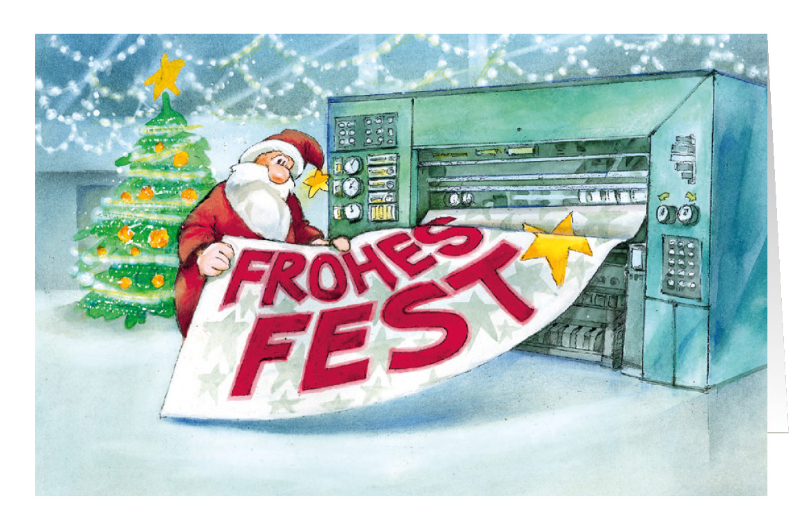 Weihnachtskarte Branchenkarte Druckereien Verlage Frohes Fest