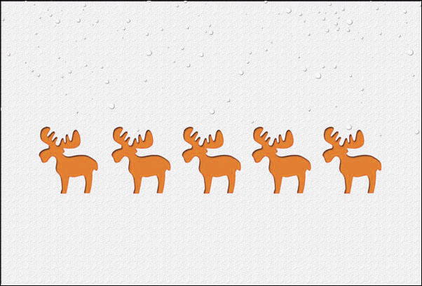 Weihnachtskarte mit Rentieren und orangefarbenem Einleger