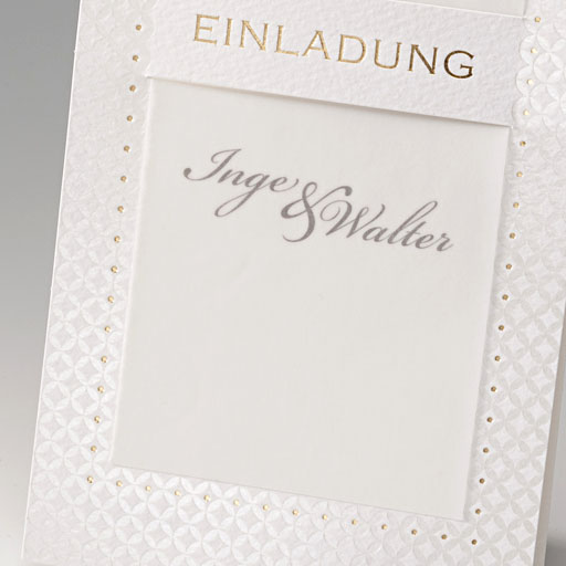 Einladungskarte mit Goldfolienprägung Einladung und Transparent