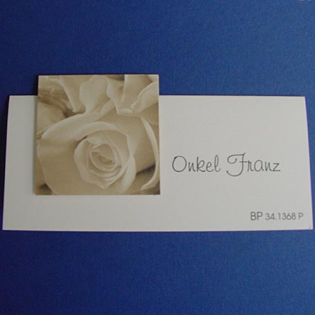 Tischkarte - Namenskarte sepia Rosenblüte fcswl341368p