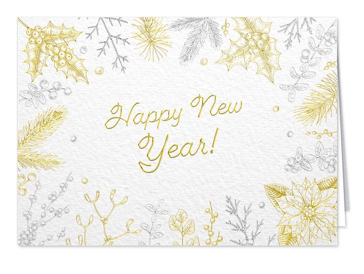 Neujahrs-Spendenkarte „Happy New Year“ mit floralem Druck und Spendenanteil für: Kinder-Krebs-Stiftung