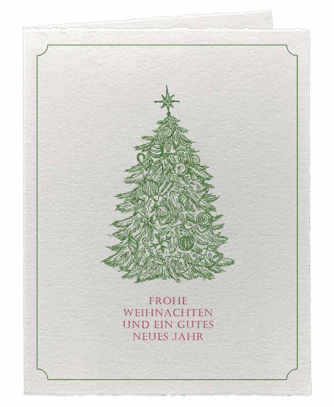 Büttenpapier Weihnachtskarte im Maxiformat ca. DIN A5, mit Weihnachtsbaum Motiv