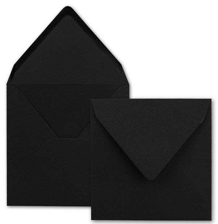 Briefumschlag 15,5 x 15,5 cm schwarz, nassklebend, quadratisch ohne Fenster