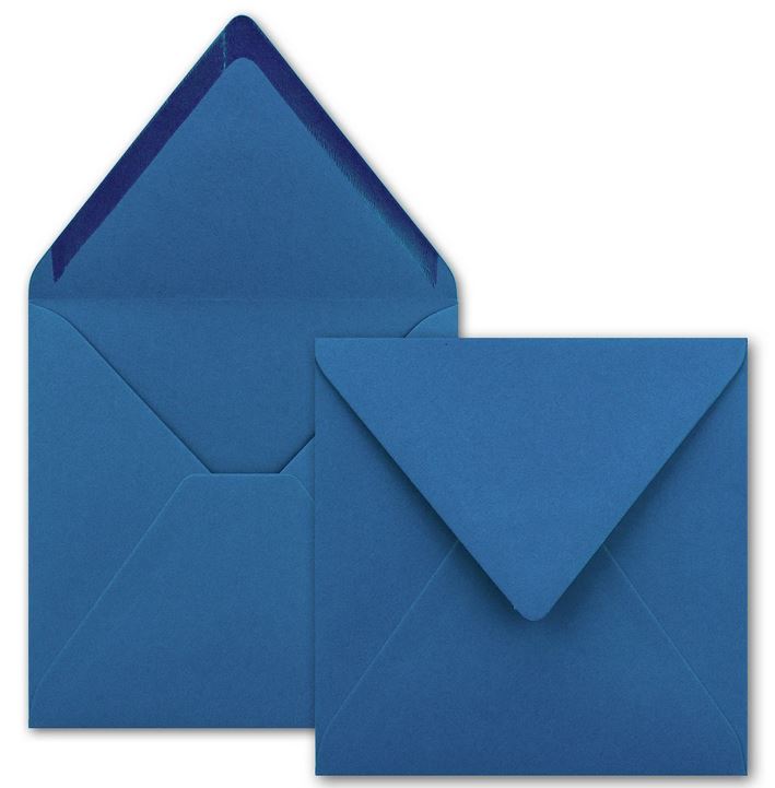 Briefumschlag 15,5 x 15,5 cm royalblau, nassklebend, quadratisch ohne Fenster