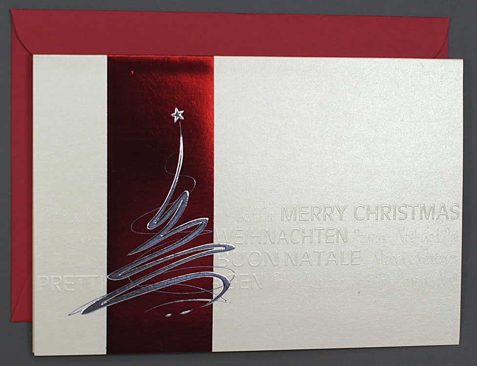 Weihnachtskarte creme metallic mehrsprachig Frohe Weihnachten