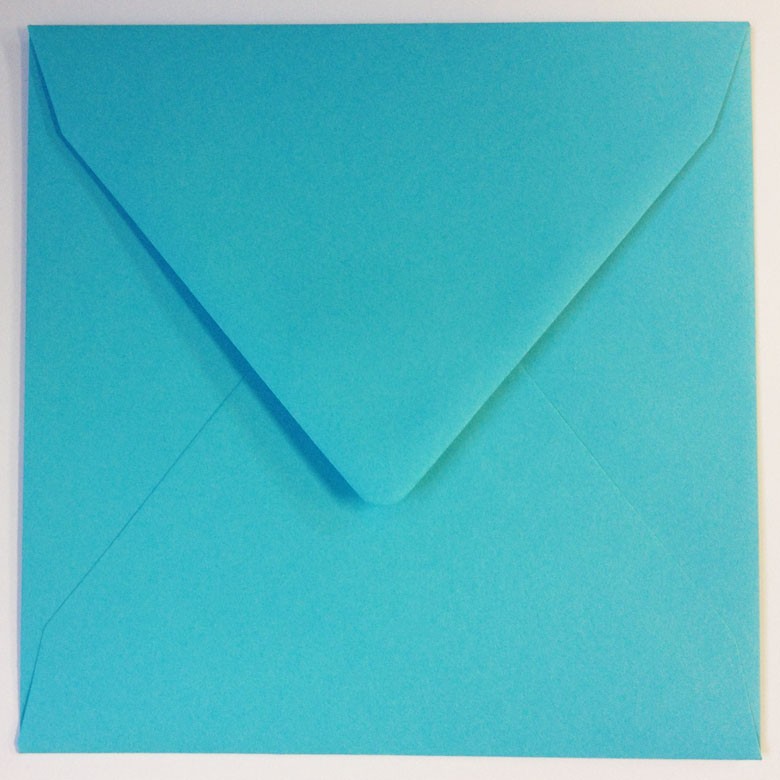 Briefumschlag 16x16 cm blau, quadratisch mit Nassklebung