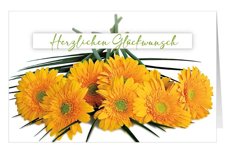 Glückwunschkarte für viele Anlässe "Gelbe Blumenpracht" mit herzlichen Glückwünschen