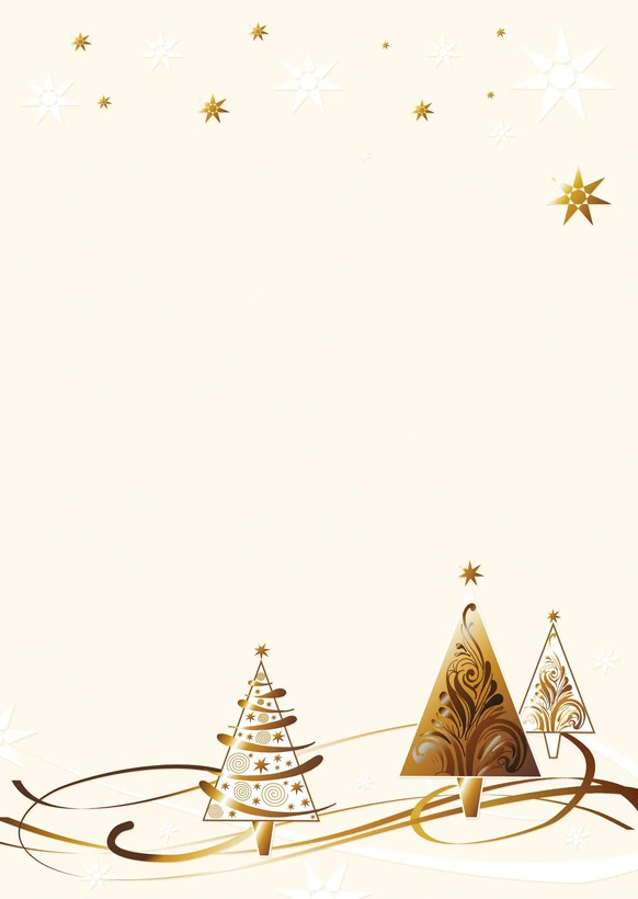 Weihnachtliches Briefpapier DIN A4 "Funkelnde Tannen" mit Weihnachtsbäumen und geschwungenen Linien