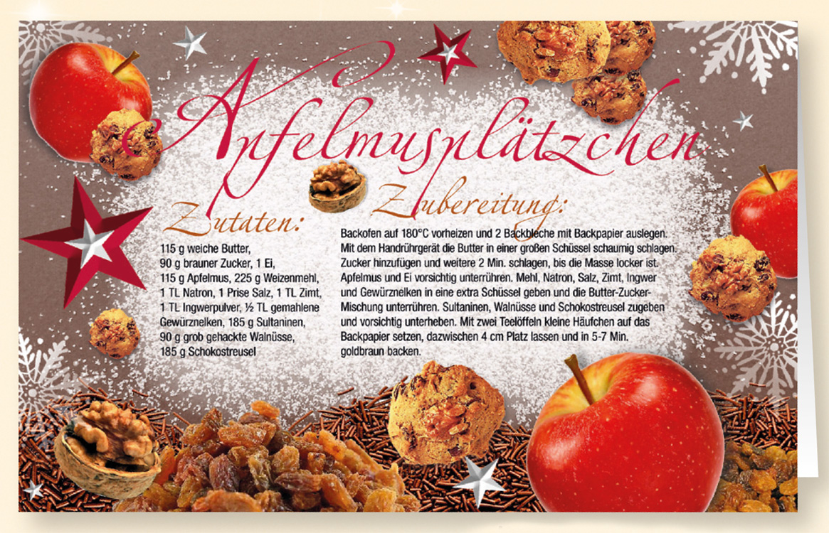 Rezept-Duft-Weihnachtskarte Apfelmusplätzchen weihnachtlich Zimt