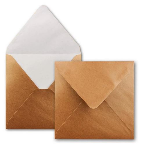 Briefumschlag 15,5x15,5 cm kupfer-metallic mit Nassklebung 