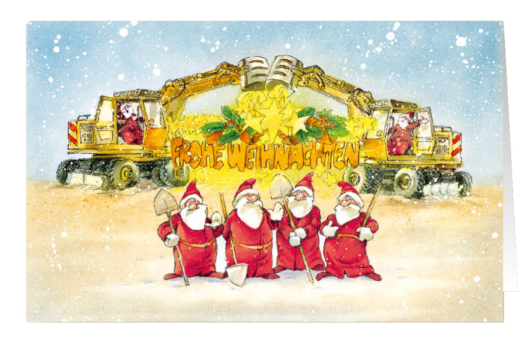 Weihnachtskarte Branchenkarte Bagger Bauunternehmen Frohe Weihnachten
