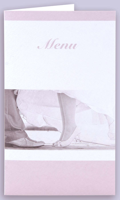 Menükarte naturweiß Aquarellkarton Menu Brautpaar Beine & Schuhe