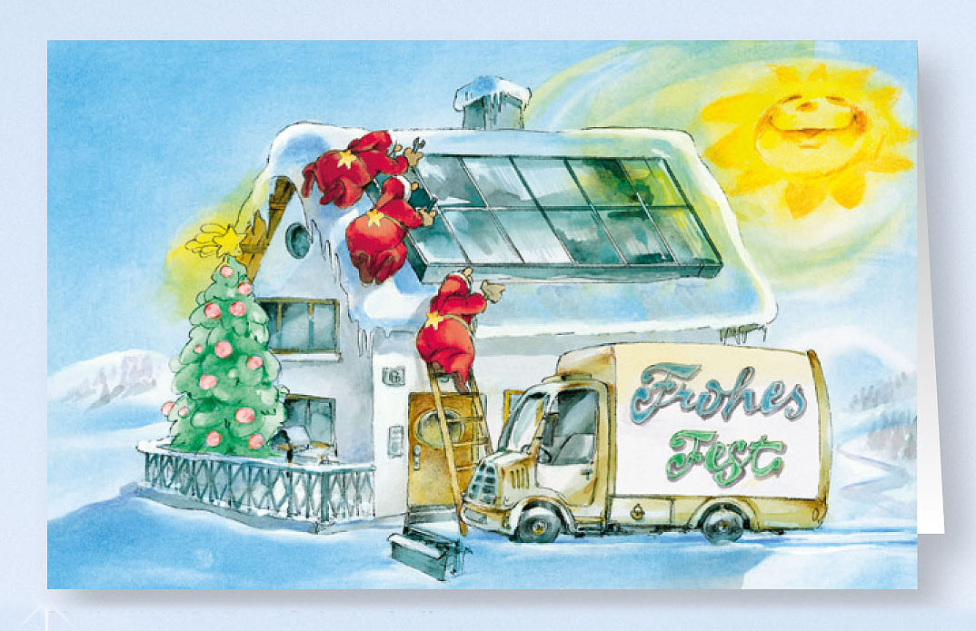 Weihnachtskarte Branchenkarte Solartechnik Solaranlage