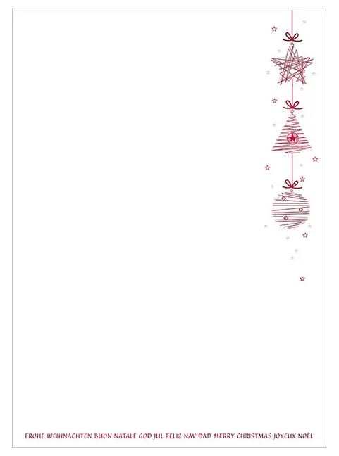 Weihnachtsbriefpapier mit kunstvoller Laserstanzung und internationalen Grüßen, DIN A4