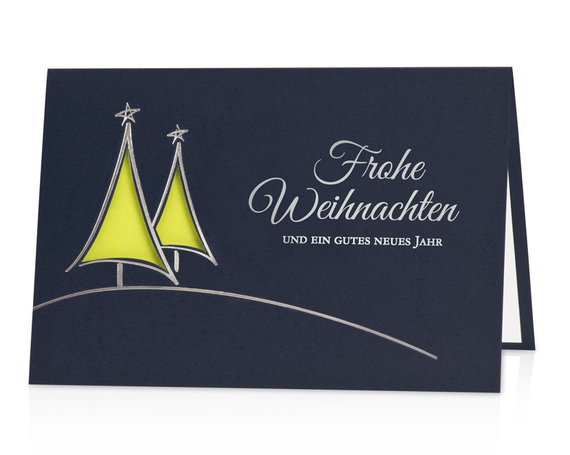 Weihnachtskarte nachtblau Frohe Weihnachten und ein gutes neues Jahr