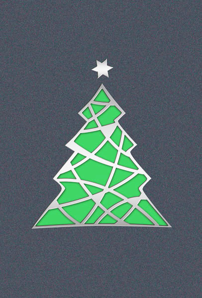 Weihnachtskarte anthrazit metallic mit Weihnachtsbaum und wählbarem Einleger