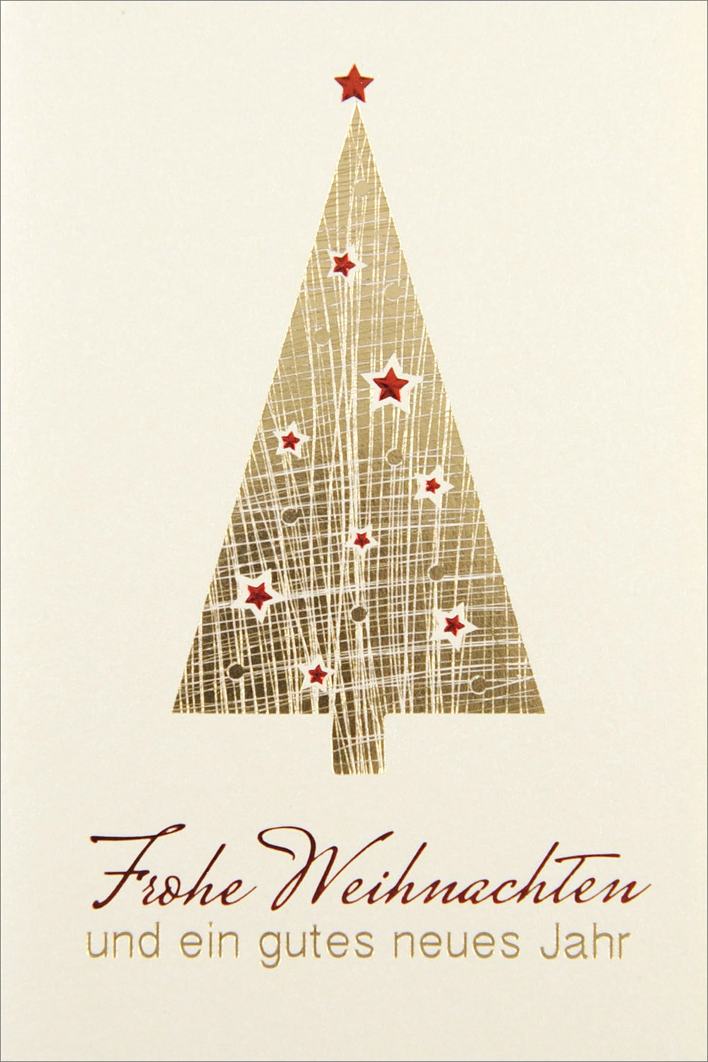 Weihnachtskarte creme metallic Frohe Weihnachten und ein gutes neues Jahr mit Weihnachtsbaum