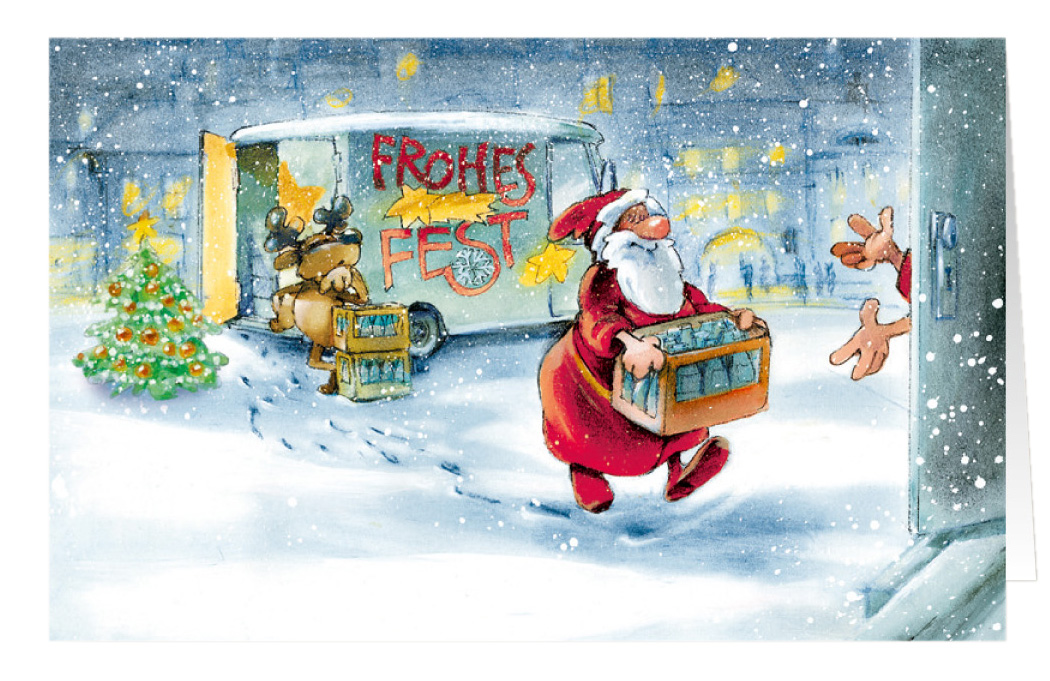 Weihnachtskarte Branchenkarte Getränkeservice Frohes Fest