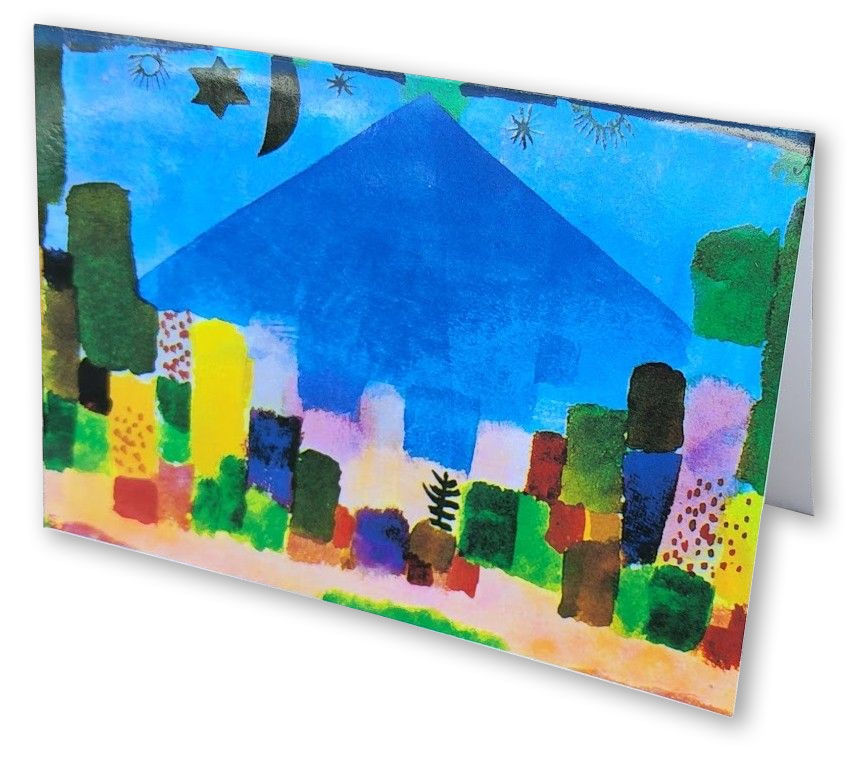 Der Niesen - Bunte Weihnachtskarte mit Kunstbild von Paul Klee "Weihnachtsnacht"