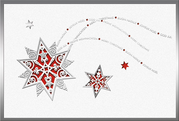 Weihnachtskarte weiß metallic mit Laserstanzung und wählbarem Einleger