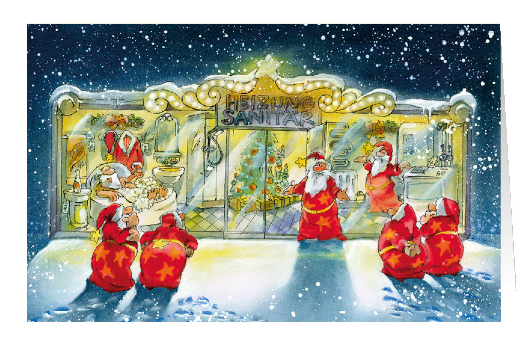 Weihnachtskarte Branchenkarte Heizung Sanitär Badezimmer