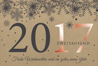 Weihnachtskarte mit gutem Zweck: Make-A-Wish e.V. - Jahreszahl 2017 Kraft-Karton rot