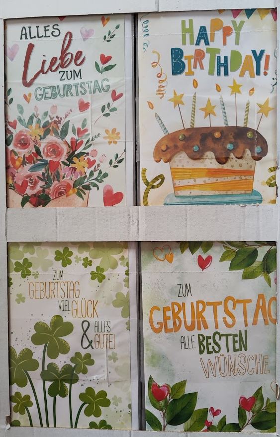 100er Set Glückwunschkarten zum Geburtstag 6-8 Motive