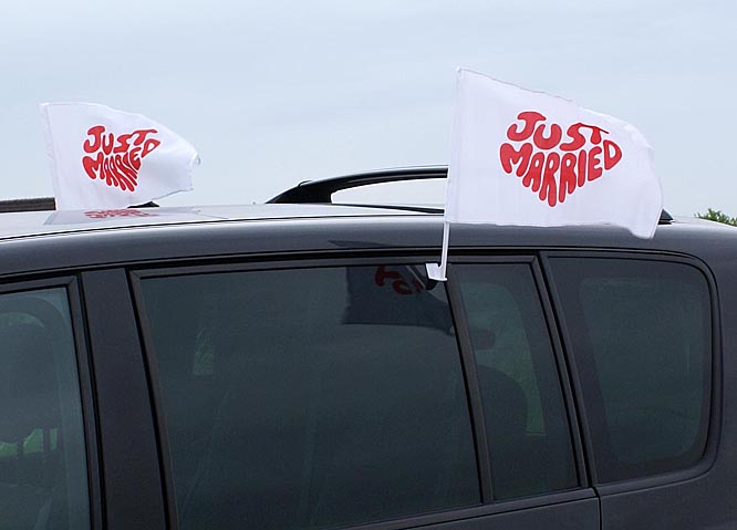 2 Autofahnen Just married Autoflaggen zur Hochzeit