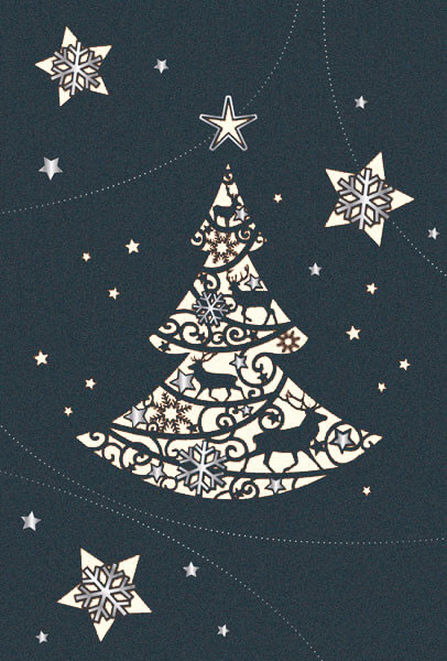Weihnachtskarte mit filigraner Laserstanzung - Einlegeblatt naturweiß