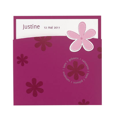 Geburtskarte mit Blütenmotiven pink bm588066