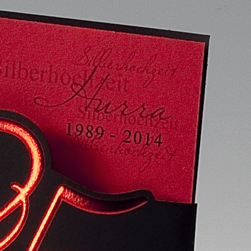 Einladungskarte Silberhochzeit rot/schwarz mit Folienprägung