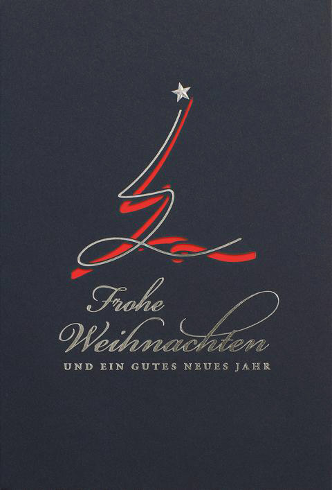 Weihnachtskarte nachtblau mit farbigem Einleger zur Auswahl