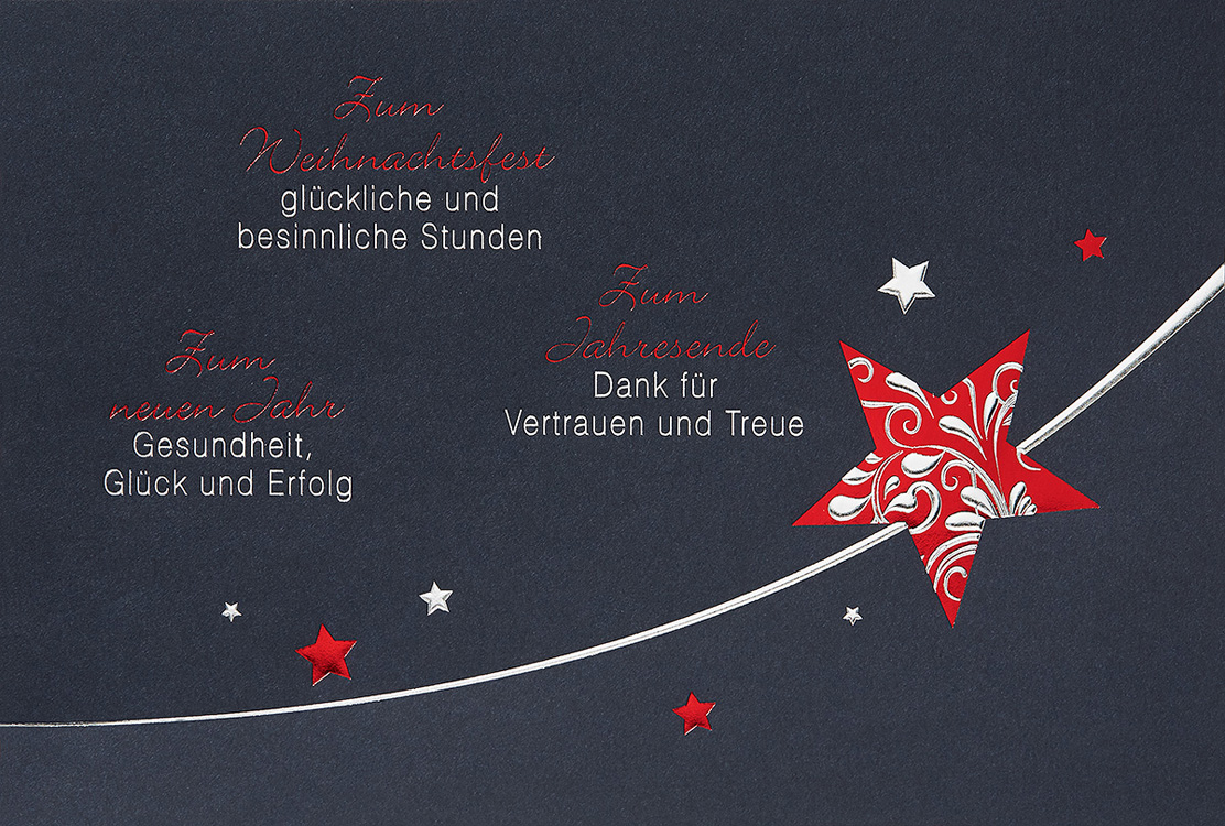 Weihnachtskarte nachtblau geschäftlich mit Dank für Vertrauen