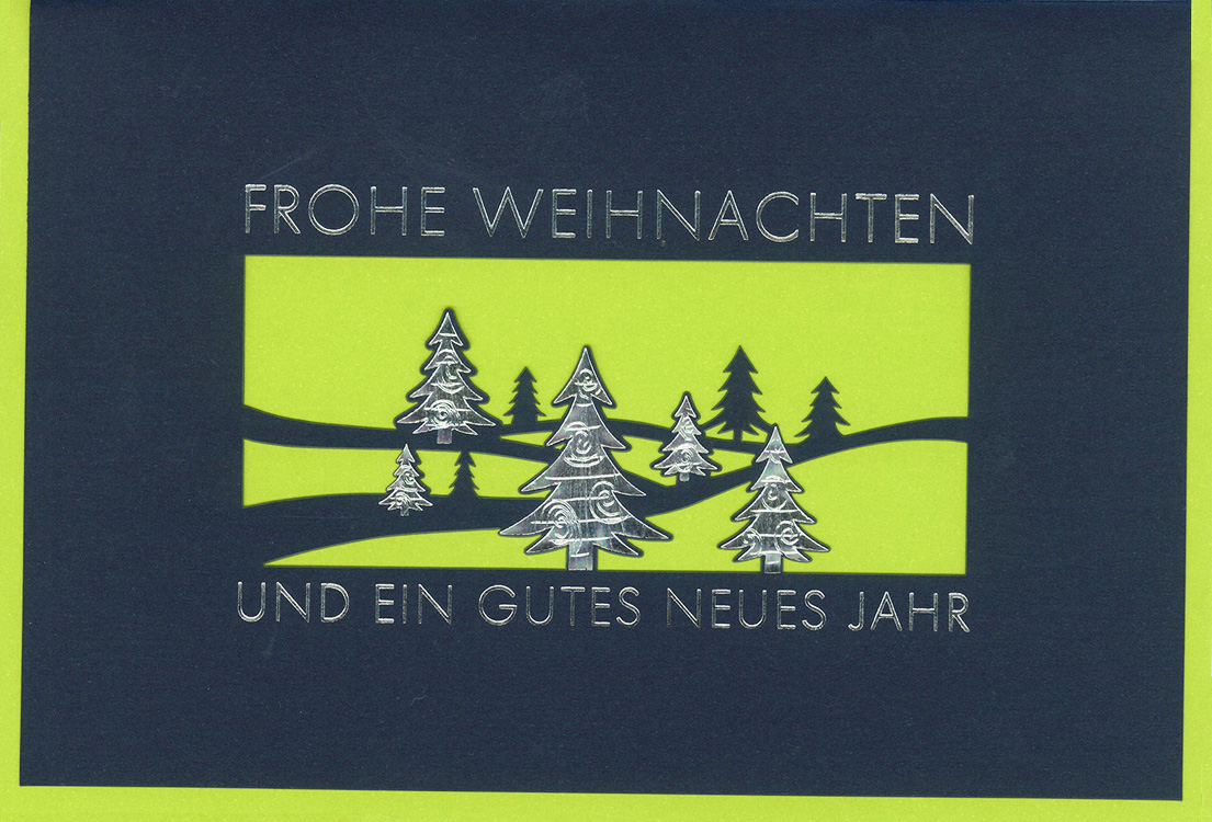 Weihnachtskarte nachtblau m. farbigem Einleger zur Auswahl