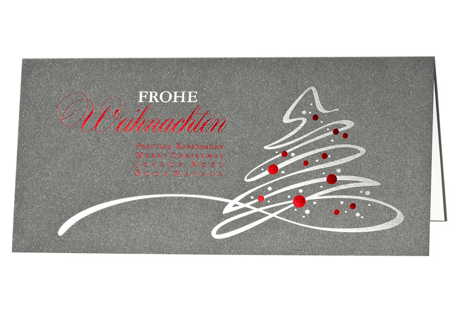Weihnachtskarte silbergrau metallic mit Weihnachtsbaum