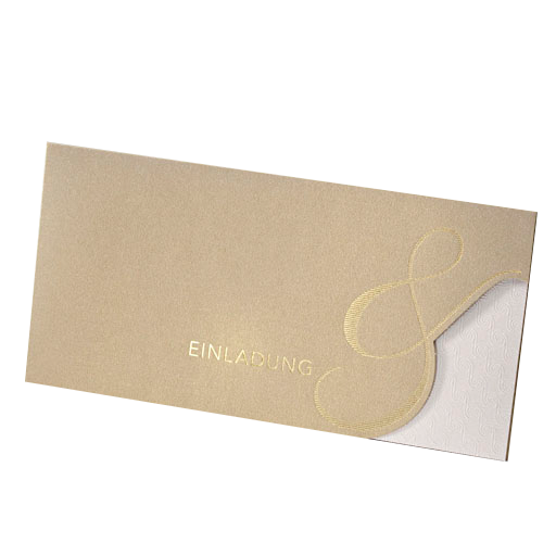 Hochzeitskarte goldmetallic wir heiraten &-Zeichen
