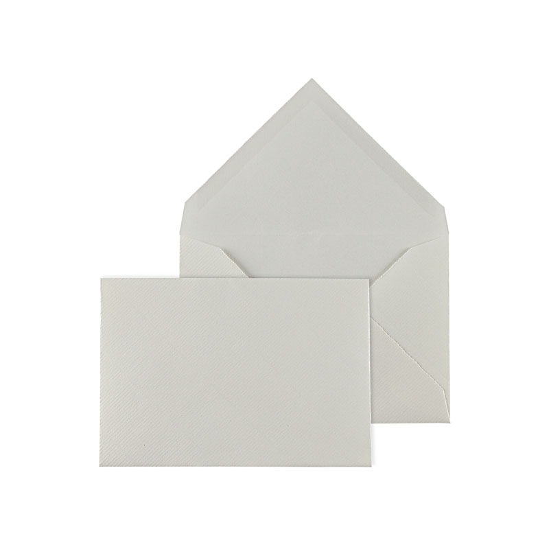Briefumschlag 10,2x14,5 cm Büttenpapier weiß (ohne Futter) mit Nassklebung & Struktur