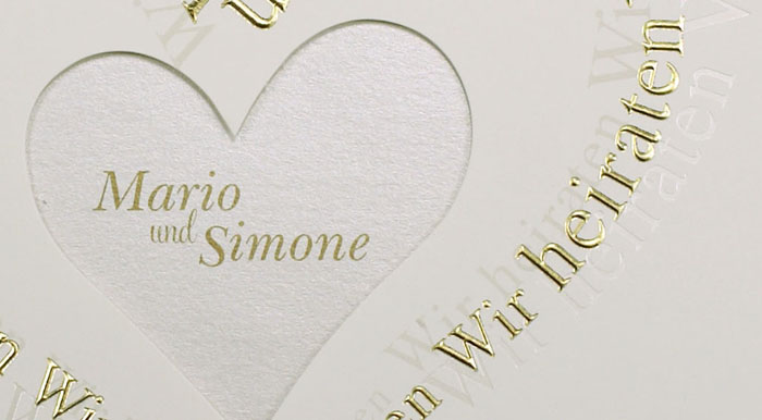 Hochzeitskarte quadratisch Wir heiraten Goldfolie Herz ba723069