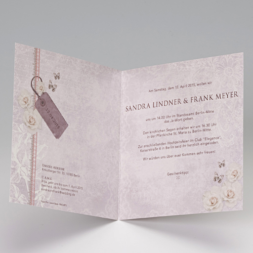 Hochzeitskarte quadratisch Ornament Rosen Bordüre ba723041