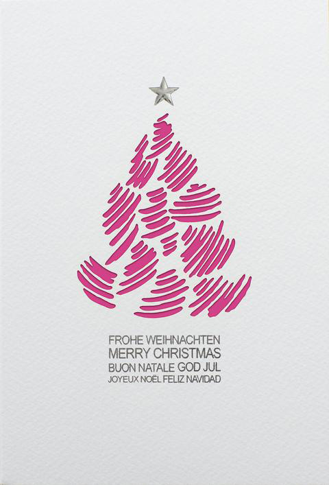 Weihnachtskarte cremefarben mit farbigem Einleger zur Auswahl