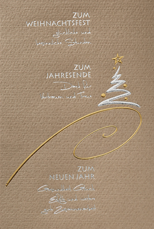 Weihnachtskarte braun mit Dank für Vertrauen und Treue