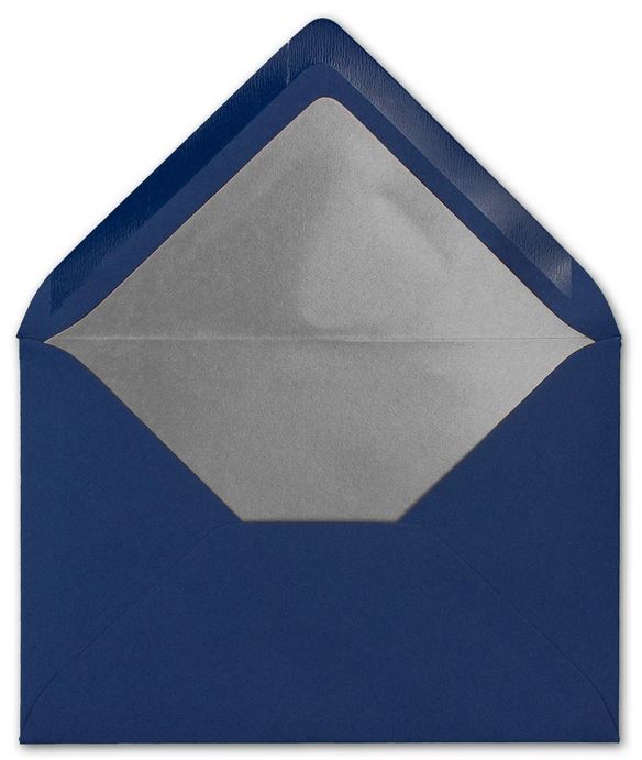 Briefumschlag DIN C6, 16,2 x 11,4 cm, nassklebend, 120g, nachtblau mit silbernem Innenfutter