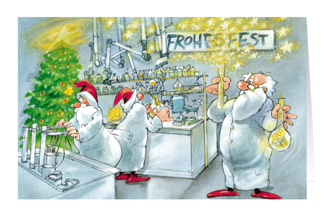 Weihnachtskarte Branchenkarte Chemie Labor Frohes Fest