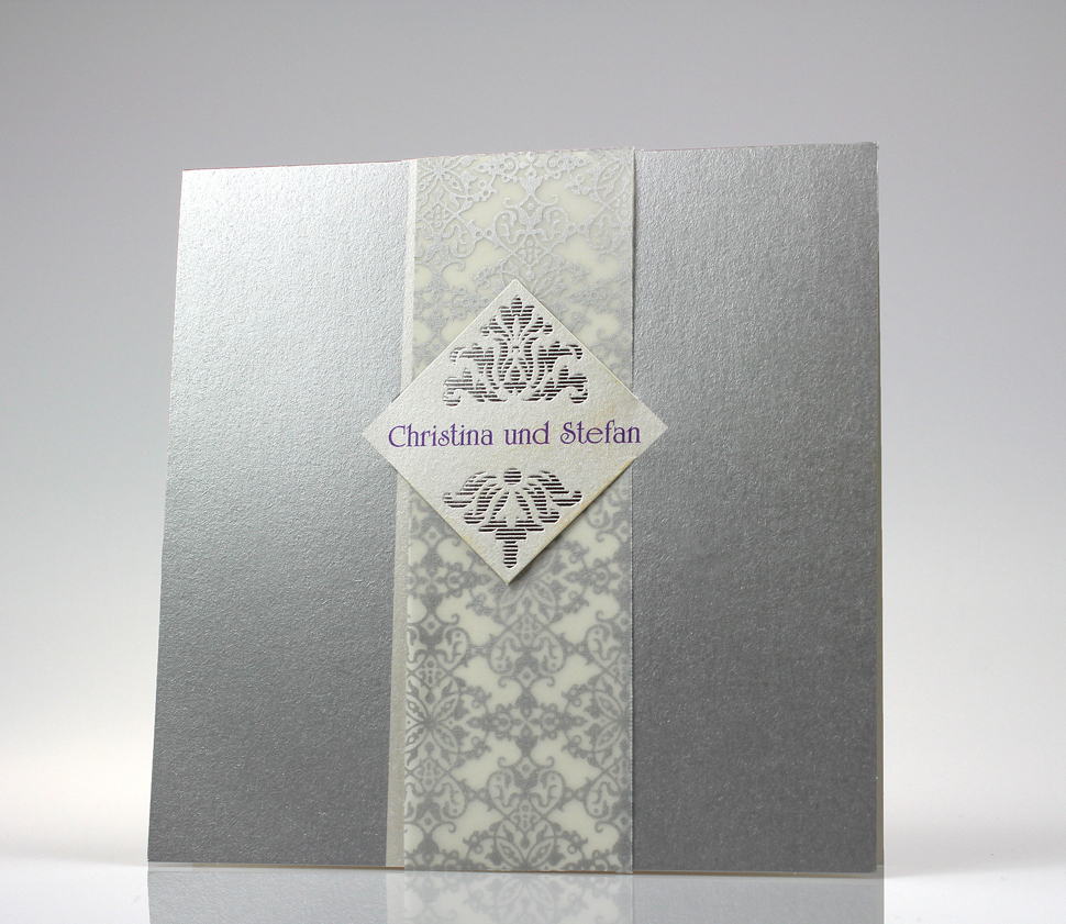 Einladungskarte pr8722179 silber Transparent-Banderole quadrat