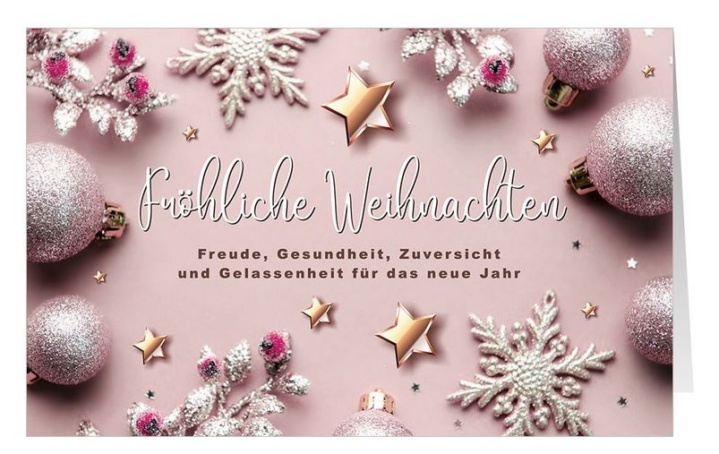 Weihnachtskarte in zartem Rosa