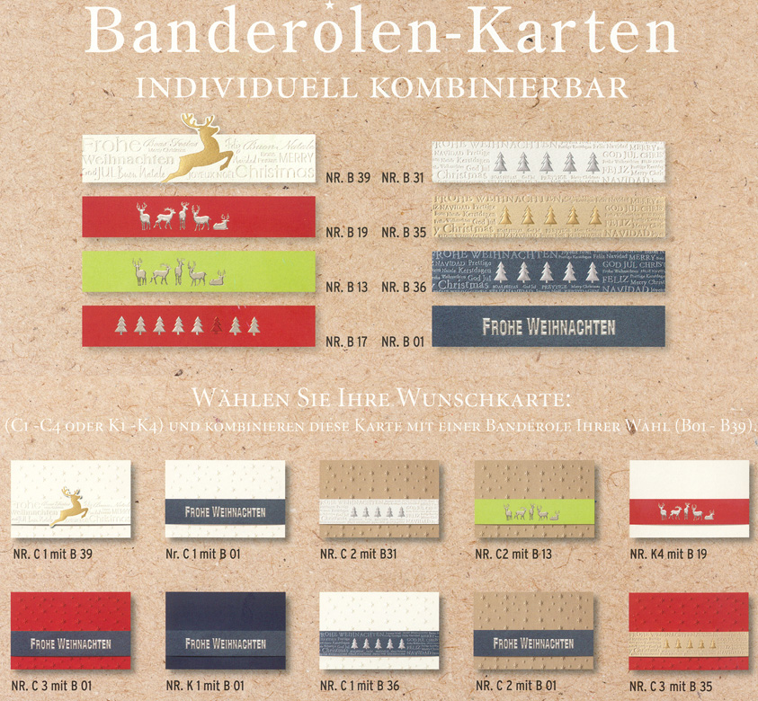 Weihnachtskarte Sterne mit individuell frei wählbarer Banderole