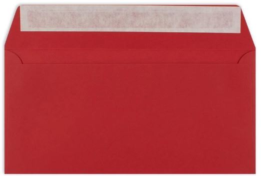 Roter Briefumschlag DIN lang, ohne Fenster mit Haftklebung aus der Serie FarbenFroh.