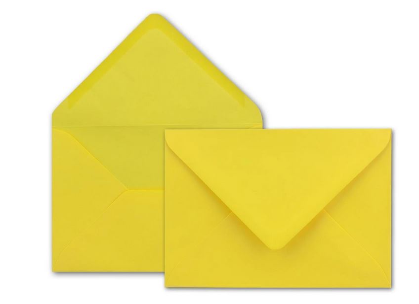 Briefumschlag DIN B6, 17,6 x 12,5 cm in gelb, Nassklebung