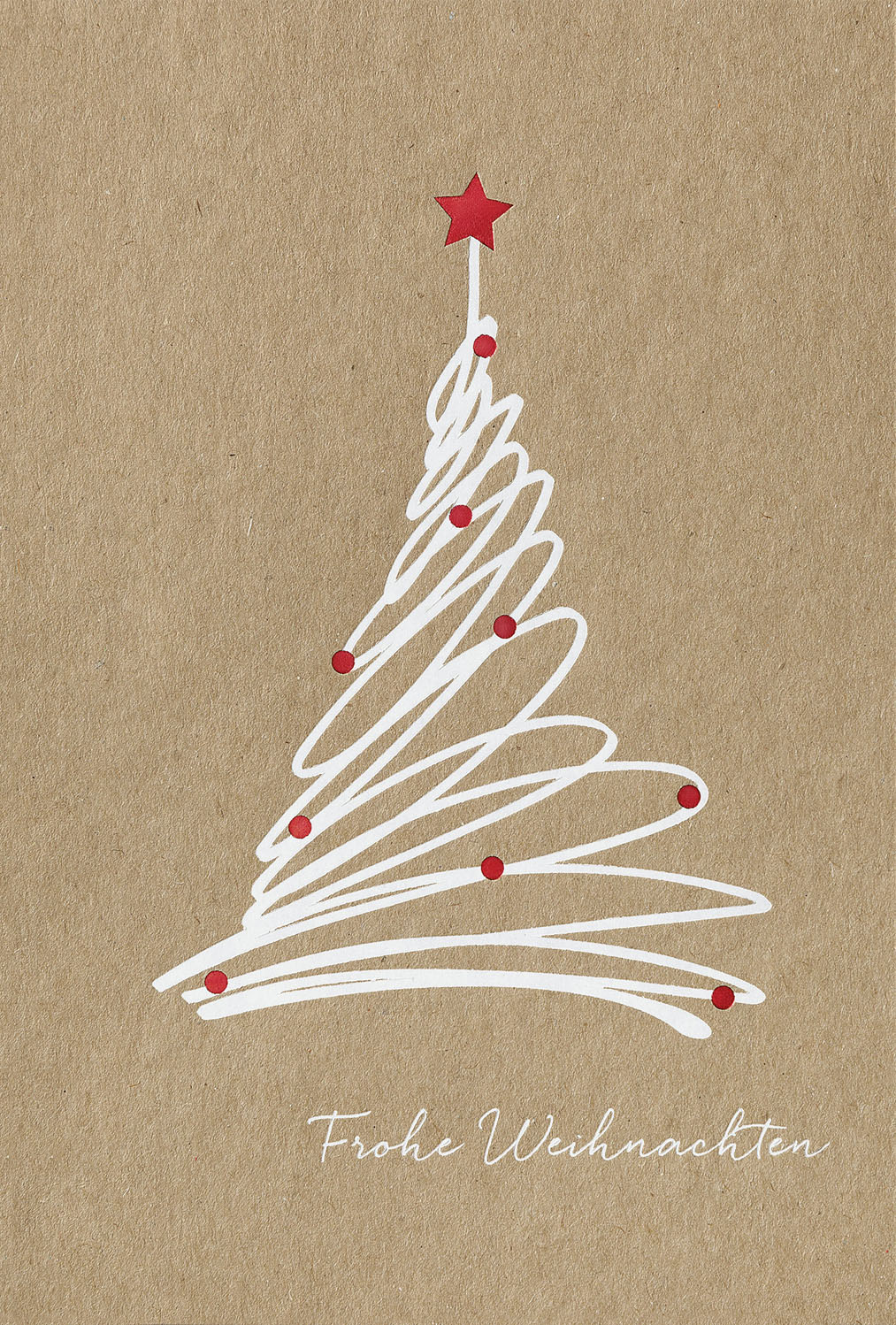 Weihnachtskarte braun Kraft-Karton mit Weihnachtsbaum Frohe Weihnachten