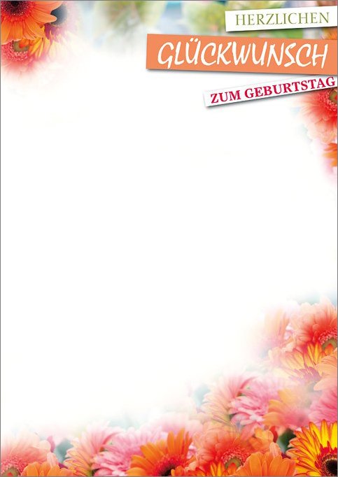 Schmuckbriefpapier "Blumenimpression" mit zahlreichen Gerbera-Blüten Glückwunsch zum Geburtstag